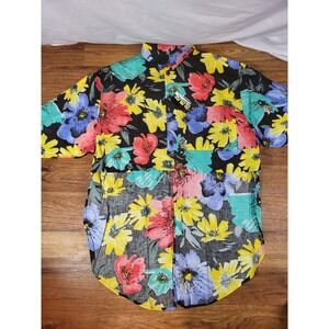 NWT Vtge Clothing Company Lemon Size M Button Up Retro Floral S/S Camp Shirt...